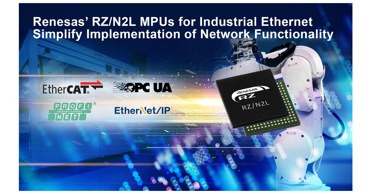 Renesas’ RZ/N2L MPUs for Industrial Ethernet Simplify Implementation of Network Functionality in Industrial Equipment